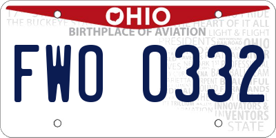 OH license plate FWO0332