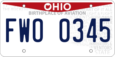 OH license plate FWO0345