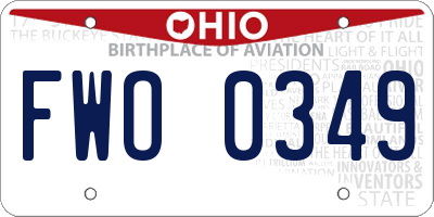 OH license plate FWO0349