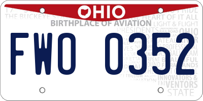 OH license plate FWO0352