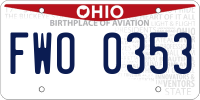 OH license plate FWO0353