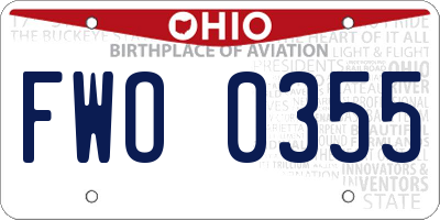OH license plate FWO0355