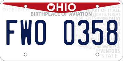 OH license plate FWO0358