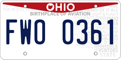 OH license plate FWO0361