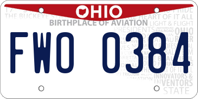 OH license plate FWO0384