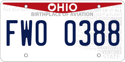 OH license plate FWO0388