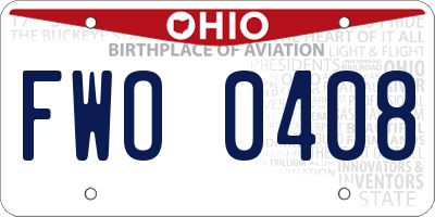 OH license plate FWO0408