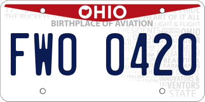 OH license plate FWO0420