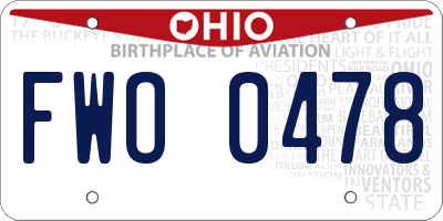 OH license plate FWO0478