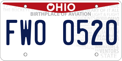 OH license plate FWO0520