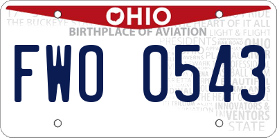 OH license plate FWO0543