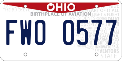 OH license plate FWO0577