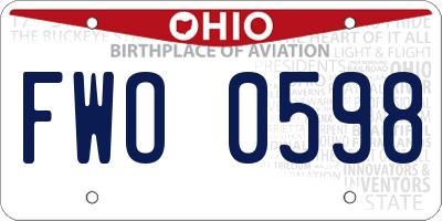 OH license plate FWO0598