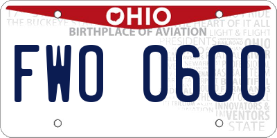 OH license plate FWO0600