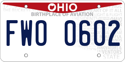 OH license plate FWO0602