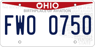 OH license plate FWO0750