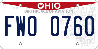OH license plate FWO0760