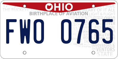 OH license plate FWO0765