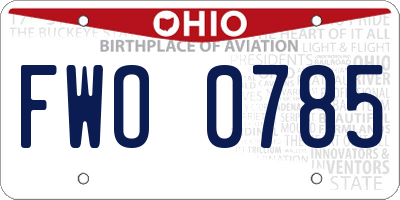 OH license plate FWO0785