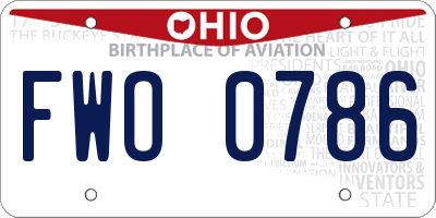 OH license plate FWO0786