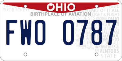 OH license plate FWO0787