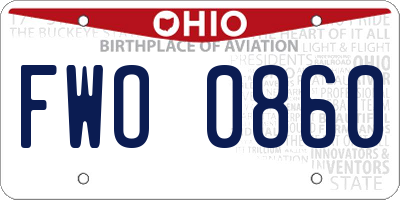 OH license plate FWO0860