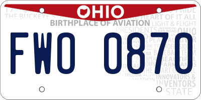 OH license plate FWO0870