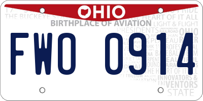 OH license plate FWO0914