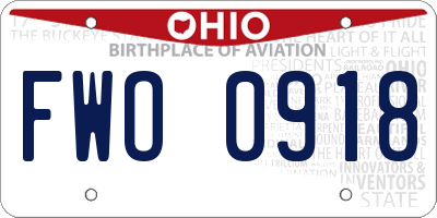OH license plate FWO0918