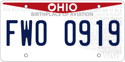 OH license plate FWO0919