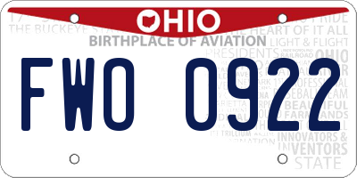 OH license plate FWO0922