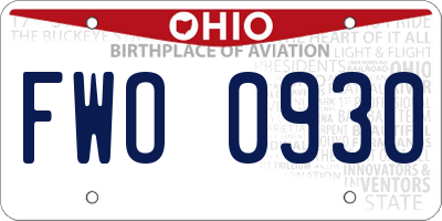 OH license plate FWO0930
