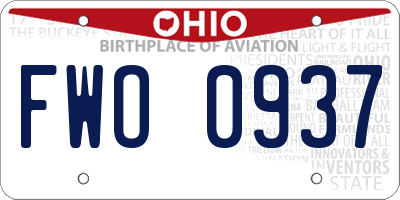 OH license plate FWO0937