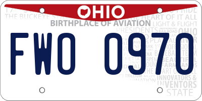 OH license plate FWO0970