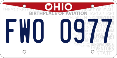 OH license plate FWO0977
