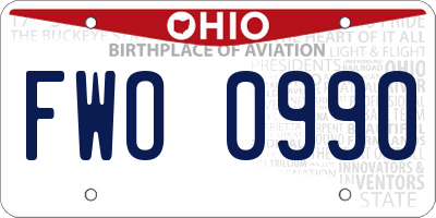 OH license plate FWO0990