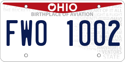 OH license plate FWO1002