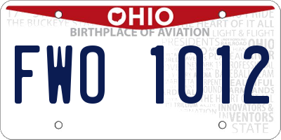 OH license plate FWO1012