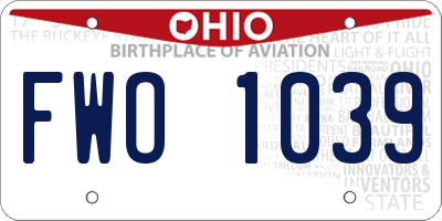 OH license plate FWO1039