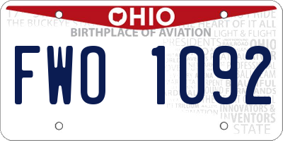 OH license plate FWO1092