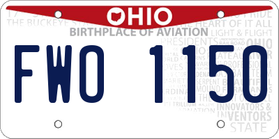 OH license plate FWO1150