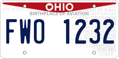 OH license plate FWO1232