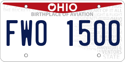 OH license plate FWO1500