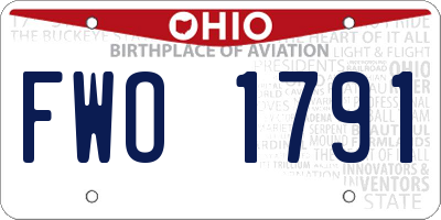 OH license plate FWO1791