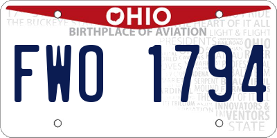 OH license plate FWO1794