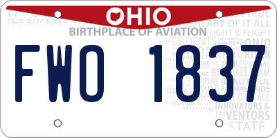 OH license plate FWO1837