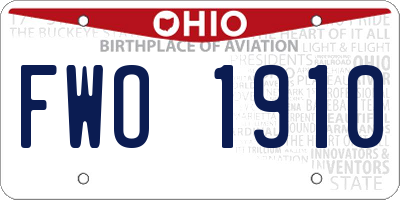 OH license plate FWO1910