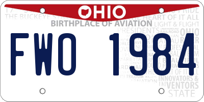 OH license plate FWO1984
