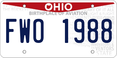 OH license plate FWO1988