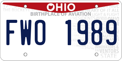 OH license plate FWO1989